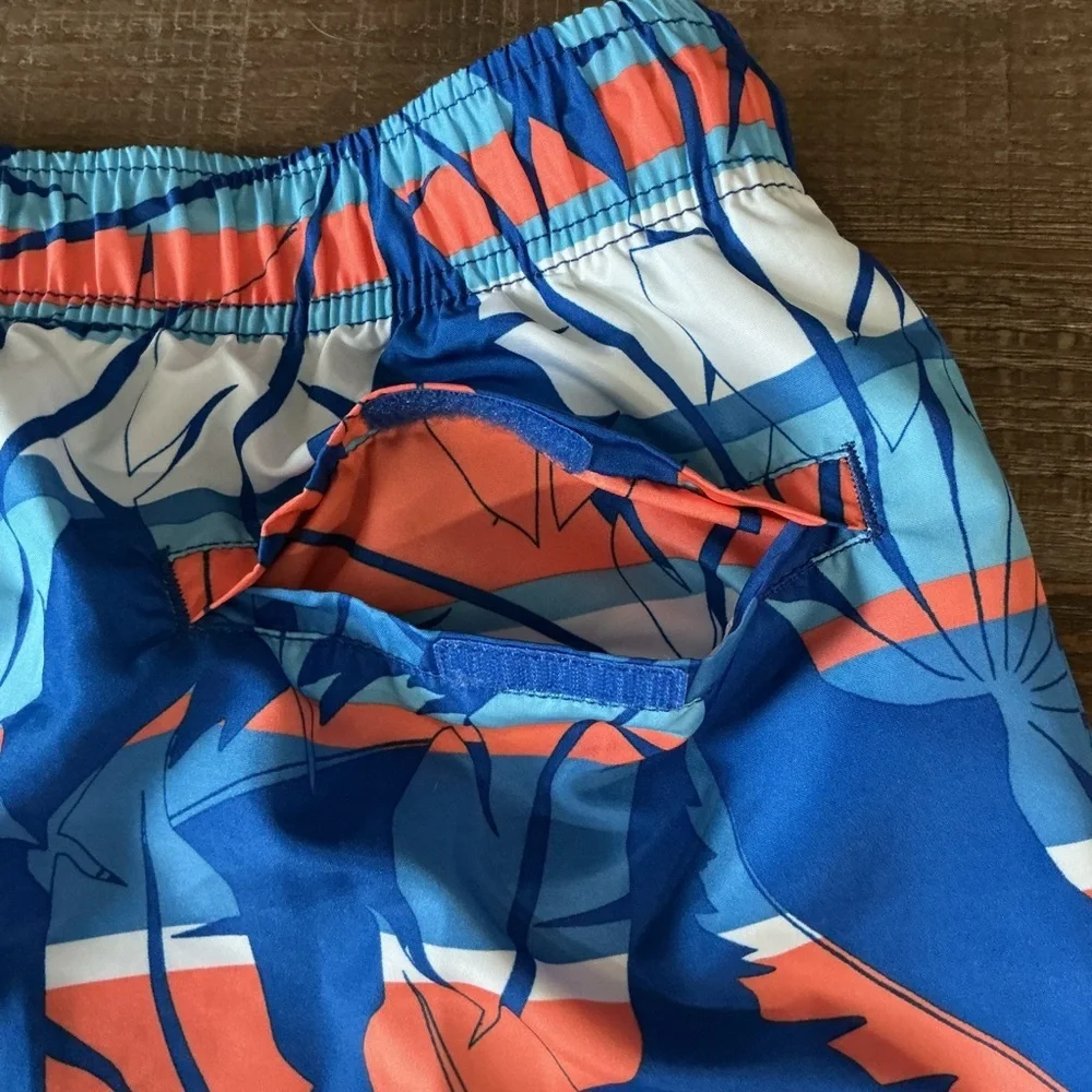 Nautica Blue Sail Tropical Blue and Orange Swim Shorts XL